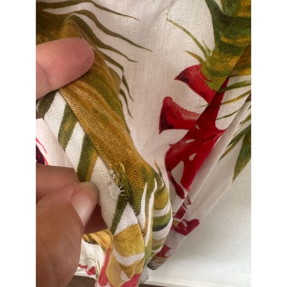 House of Harlow Midi Dress Size XS Linen-Blend Cut Out Smocked Back Bead Tassels - Picture 10 of 12